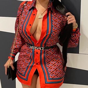 Red Versace button up blouse